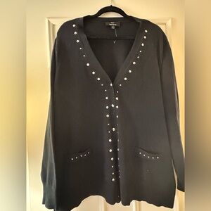 Dennis Basso Black Knit Cardigan Size 2X